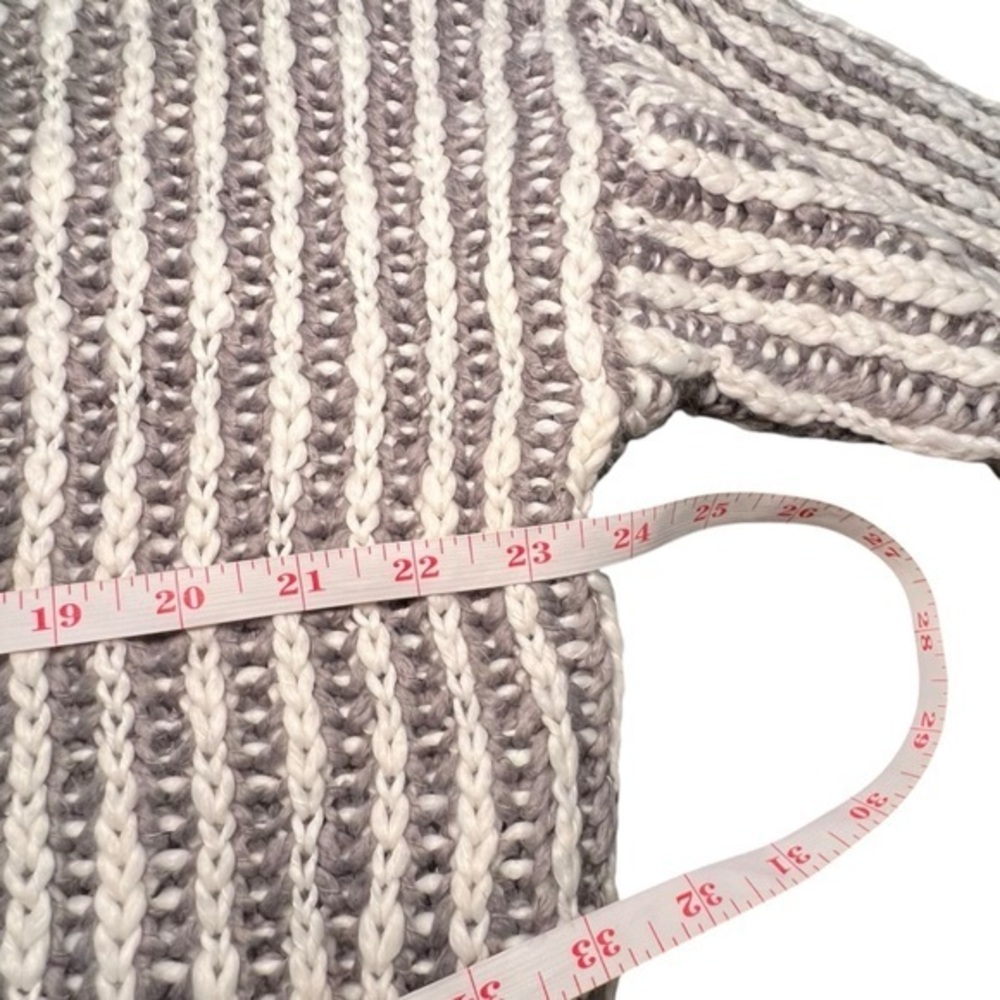 Lala Hoodie POL Thick Knit Wool Blend Sweater Drop Shoulder Small NWT Grey White - Picture 10 of 13